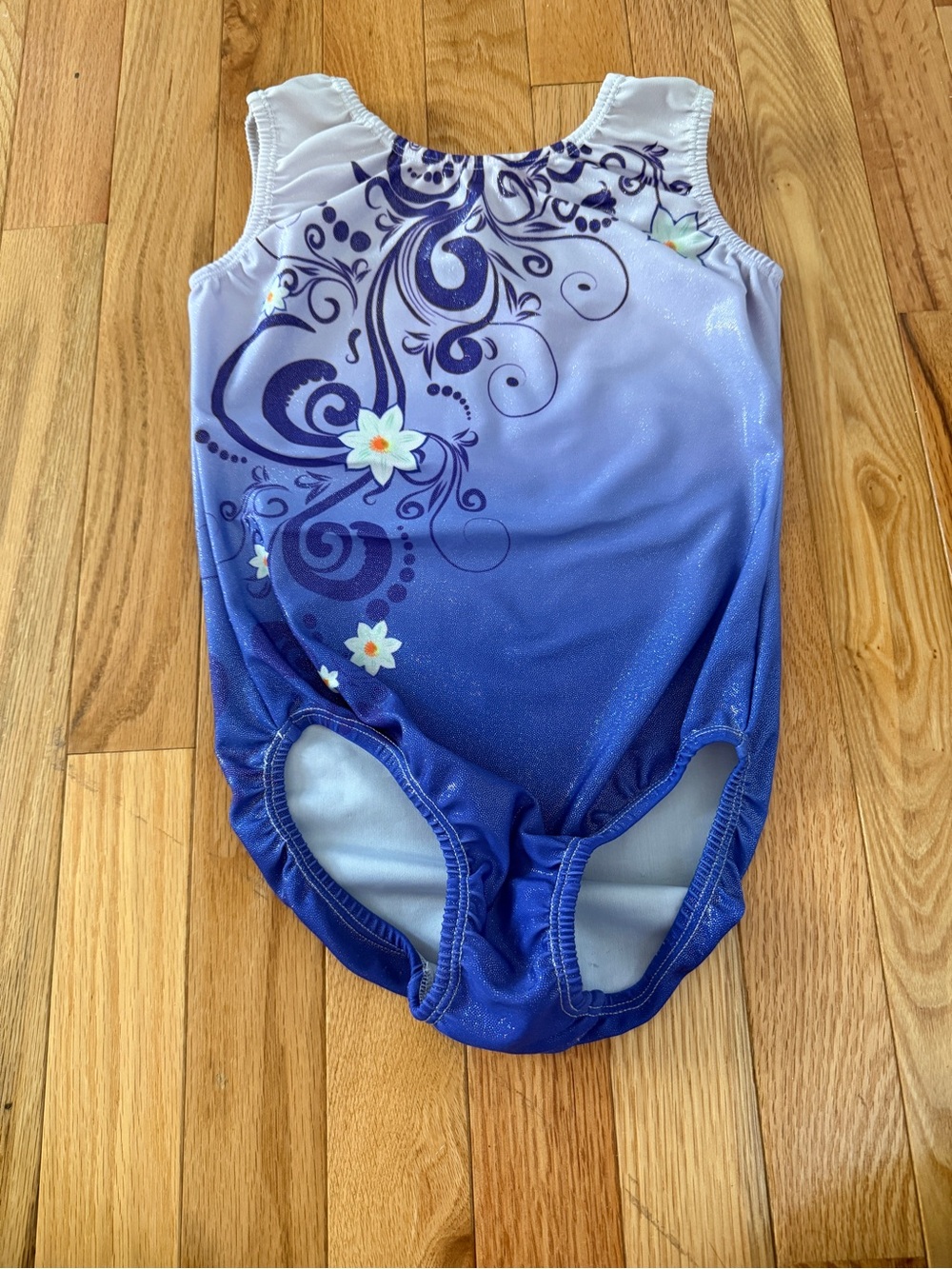 Girls Purple Floral Ombre Kids Gymnastics Leotard